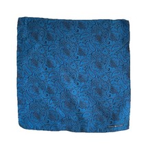 TOMMY HILFGER men  s Silk Pocket Square In Blue W A Paisley Print 13"/13" E.CON
