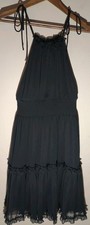 Banana Republic Black Tie Halter Ruffle Tiered Mini Dress XS Formal Wedding