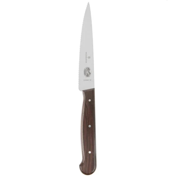 Victorinox 5.2030.12-X3 4 3/4" Serrated Edge Utility/Vegetable Knife Wood Handle