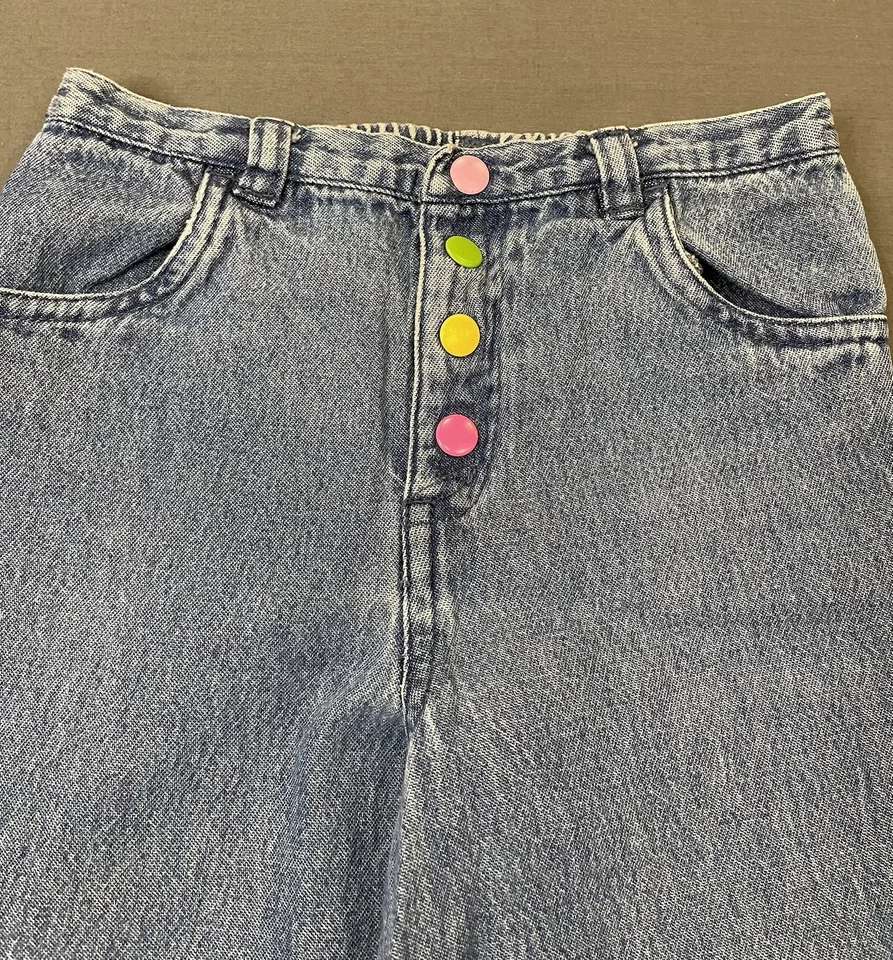 Jeans de Colección Y2K J. Caqui Niñas Pequeñas 4T Azul Denim Coloridos Broches a presión Flores Emb Foto 3 de 4