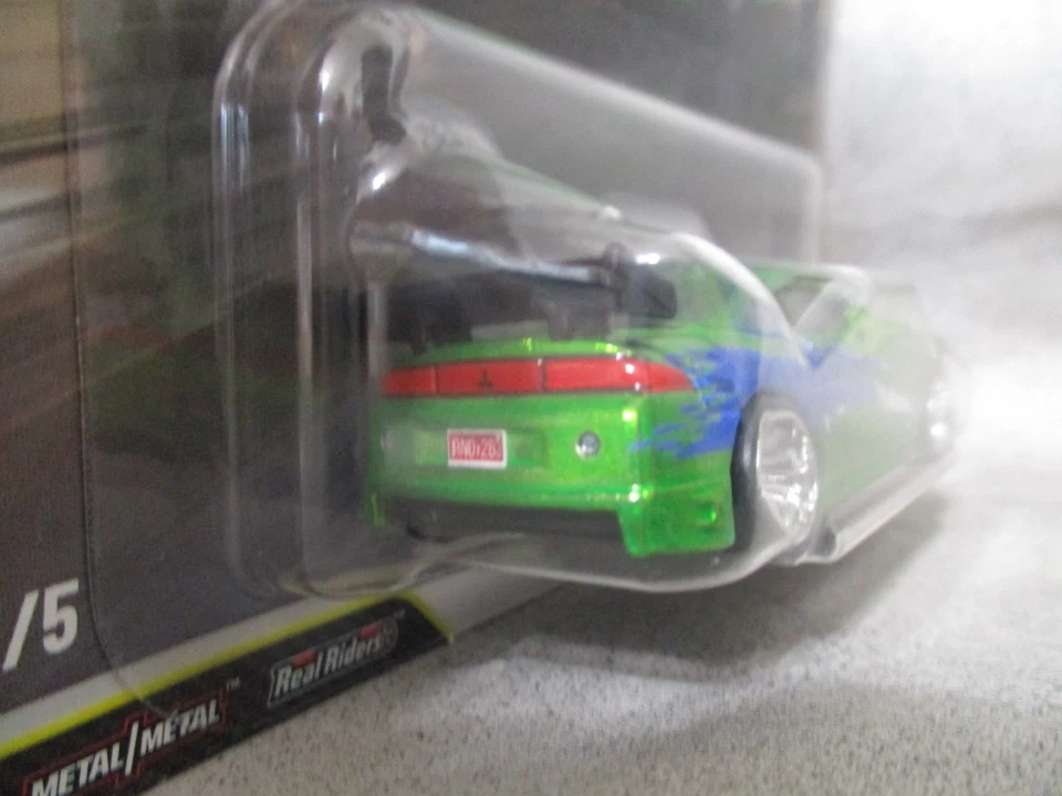 Hot Wheels Fast & Furious 25 1995 Mitsubishi Eclipse Green  1:64 Rubber Tires - Image 4 of 4