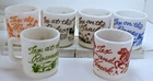Vintage Hazel-Atlas Milk Glass Tex Ritter Cowboy Printed Mugs Lot Of 6