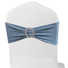 Dusty Blue Chair Sashes Bows 50 Pack Stretch Spandex Chair Sashes Bands Elast...
