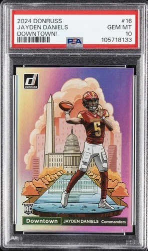 2024 PANINI DONRUSS DOWNTOWN! #16 JAYDEN DANIELS ROOKIE RC PSA 10