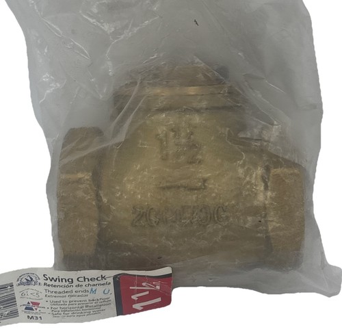 New 1 ½“ Brass 200 WOG Swing Check Valve with  Threaded  Ends{66}