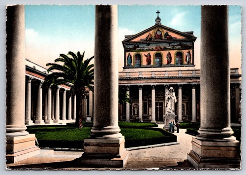 Saint Paul Column Rome Vtg Postcard Roma Basilica of St. Paul Columns Statue Rome Italy ...