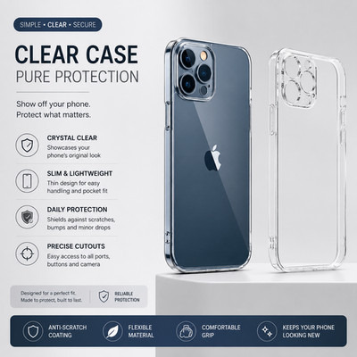 Ultradünne Hülle/Cover für iPhone 17 16 15 14 Pro Max 13 12 Klar Stoßfest