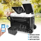 50L Dual-zone Portable Freezer Fridge Car Refrigerator Solar Powered Cooler Boat