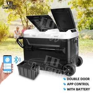 50L Congelateur portable à double zone Réfrigérateur de voiture Réfrigérant Solar Powered Cooler Boat