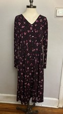 Talbots Midi Dress black stretch Button Large