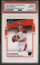 2020 PANINI CHRONICLES CLEARLY #RR-JB JOE BURROW RATED ROOKIES BLUE #/99 PSA 10