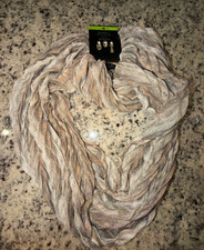 New NWT Infinity Scarf by MixIt  One Size  Tan / Beige, White, Silver, Gray