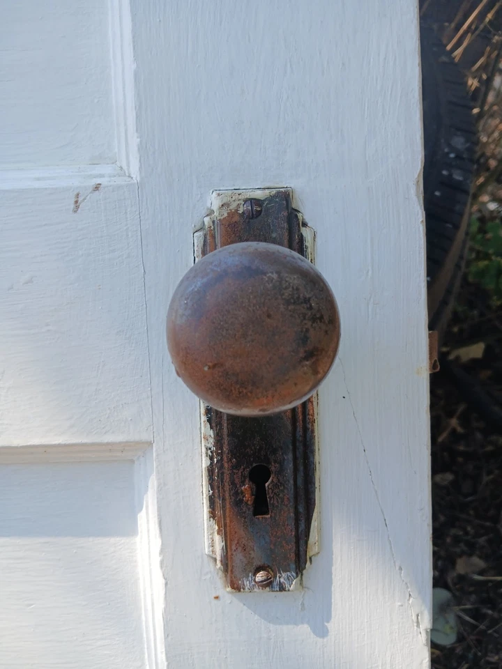 Antique Interior Doors W/Brass Knobs-Solid Wood-5 Panel. Let Lot Go  Good Price - Image 2 of 2