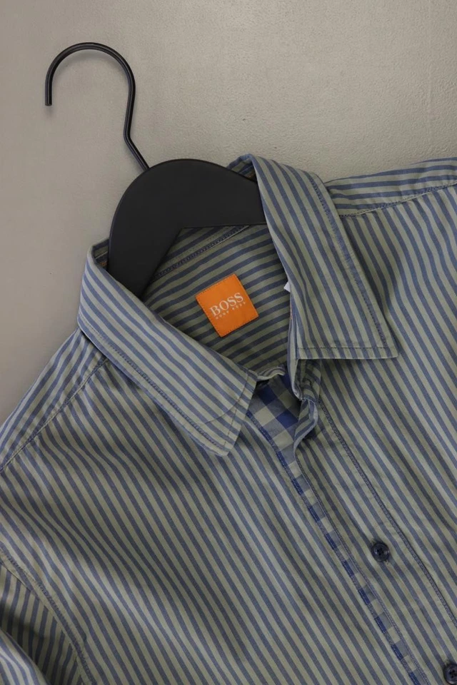 ⭐ BOSS by Hugo Boss camicetta per uomo taglia 50, M rigato verde di cotone ⭐ - Immagine 3 di 4