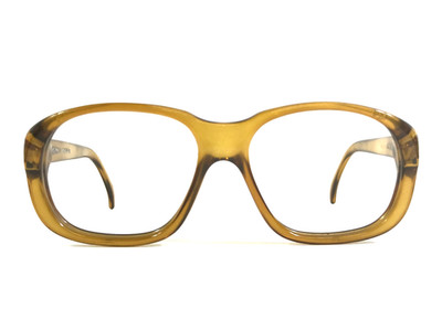 Vintage Cobra Eyeglasses Frames Optyl Clear Amber Yellow Full Rim 53-17-137