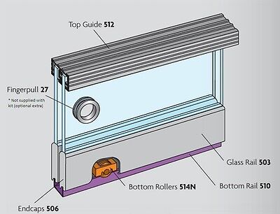 Cupboard Door Track Kit 1800mm, Sliding Glass Cabinet Door Track