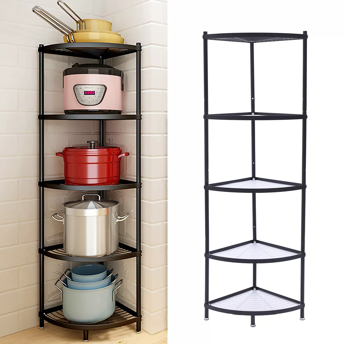 5Tier Corner Shelf Kitchen Pot Holder Bathroom Shampoo Storage Rack Space  Saving