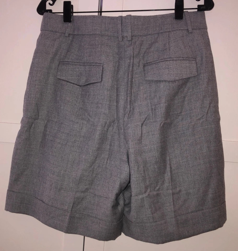 J. Traje corto con puños Crew COLECCIÓN lana drapeada plisada gris, talla 8 nuevo con etiquetas Foto 3 de 4