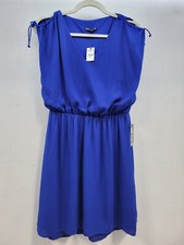 Express Womens Royal Blue V Neck Dress Sz S New Mini Blouson 3963