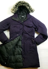 *HOT Women's THE NORTH FACE HYVENT ARCTIC PARKA DOWN FUR HOOD LONG PURPLE Coat S