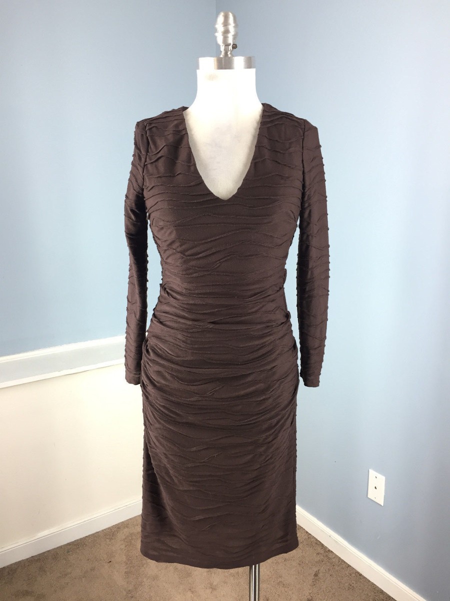 dark brown ruched dress Vintage 90s Arden B Chocolate Brown Ruched Midi Dress main image 1