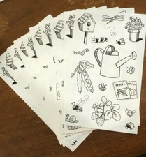 10 Mrs Grossmans Gardening Pen Ink Stickers Bugs Watering Can Plants Seeds Bees