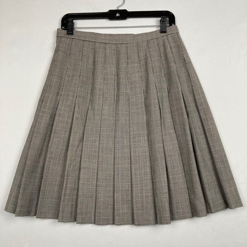 Pendleton Size 10 Black White Houndstooth Plaid Wool Pleated A-Line Midi Skirt - Picture 8 of 8