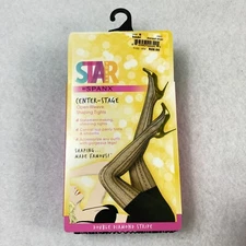 Star Power By Spanx Women Size B Shaping Tights Black Open Weave Diamond Stripe