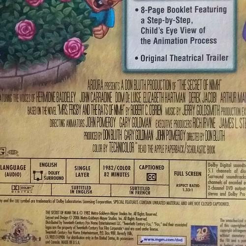 THE SECRET OF NIMH DVD 1982 Movie 2003 MGM Disc - Picture 5 of 8