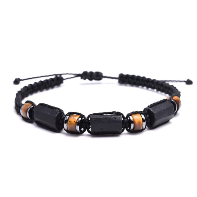 Black Tourmaline Tiger Eye Hematite Protection Bracelet Handmade Waterproof Men