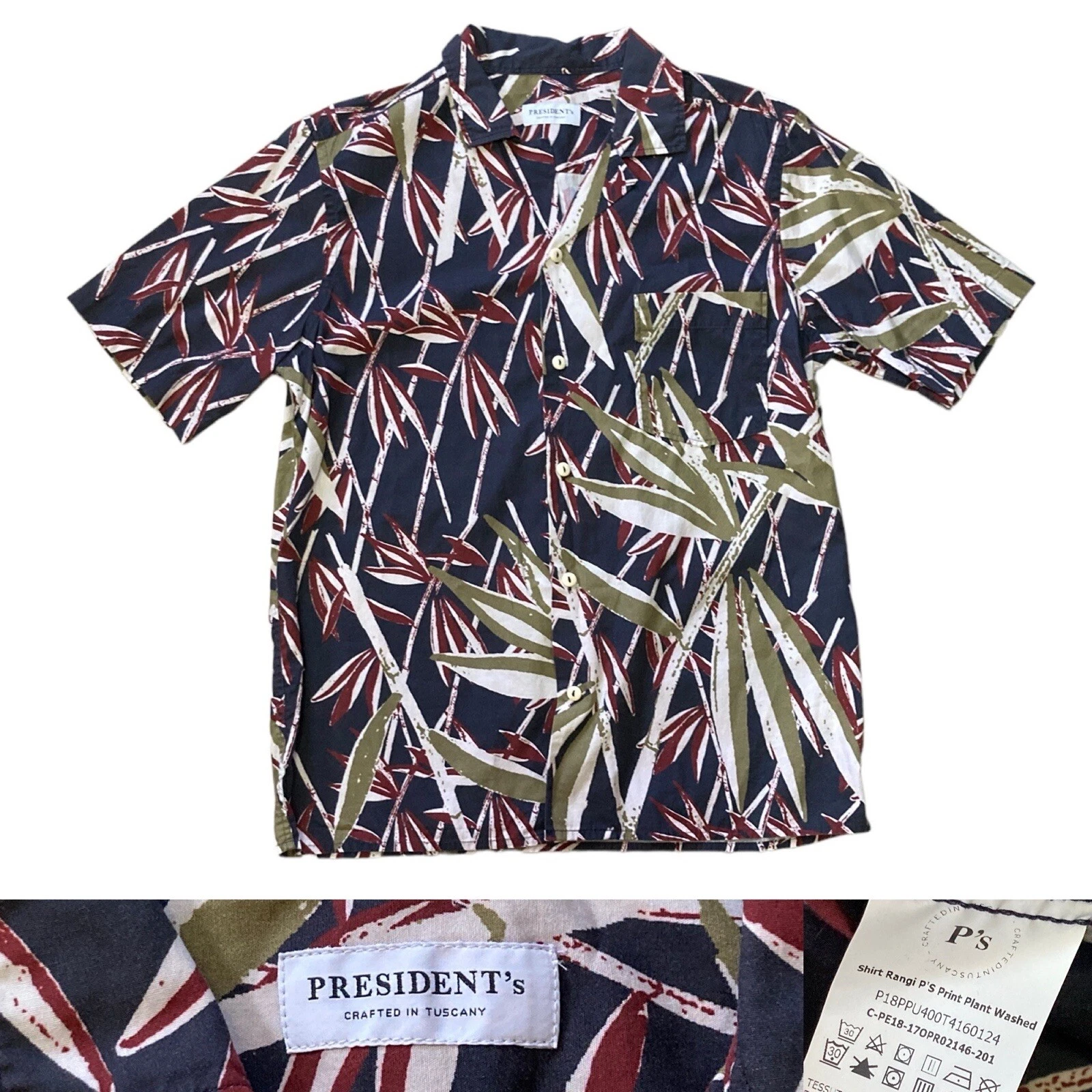 President's Plant Print Rangi Vacation S/S Shirt Men’s size Medium in Multi