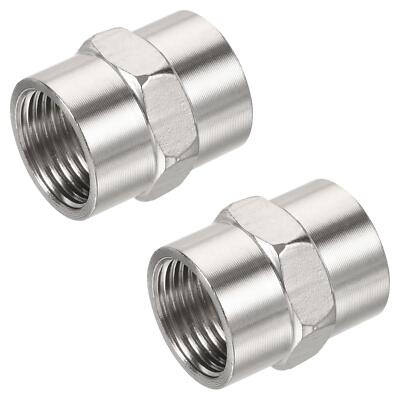 2 Stück Edelstahl Rohr Fitting G1/2 Buchse auf Buchse Gewinde Anschluss Adapter