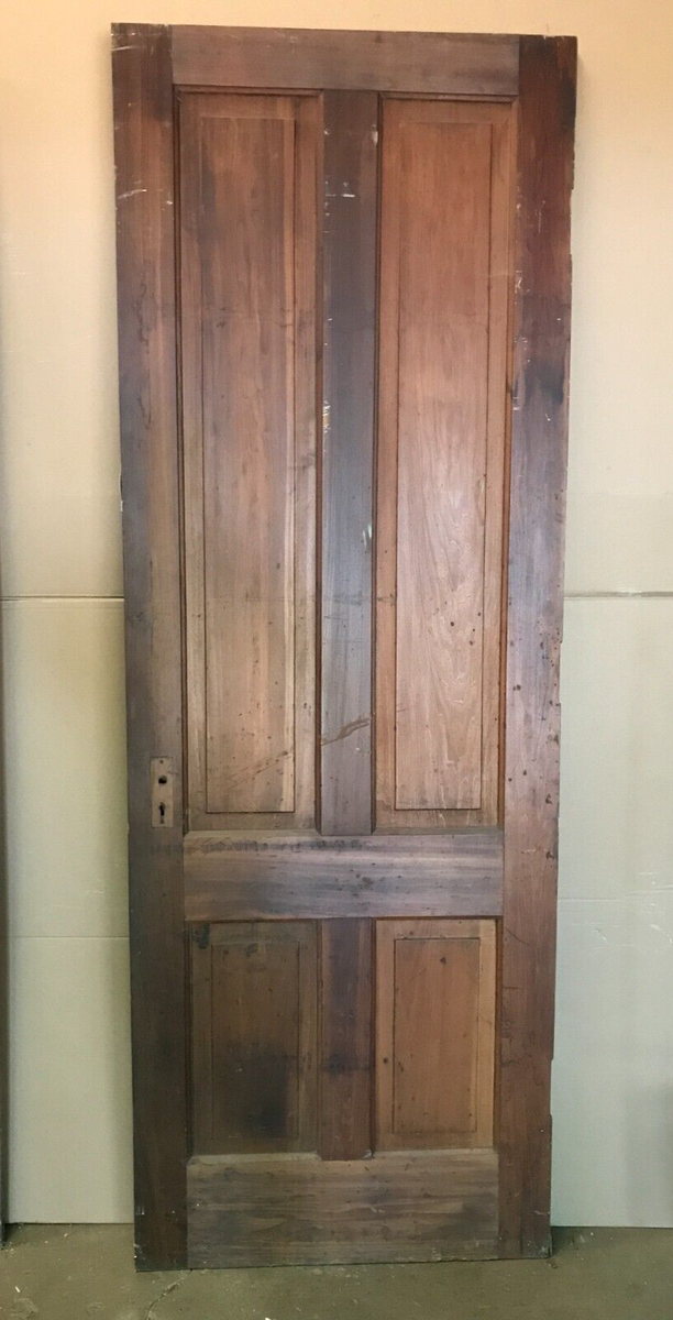 Antique Single VTG 32x90 1920's Interior 4 Panel Cherry Wood Door