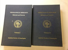 GENEALOGICAL RESEARCH: METHODS AND SOURCES VOLUME 1 AND 2- ASG VG 1980