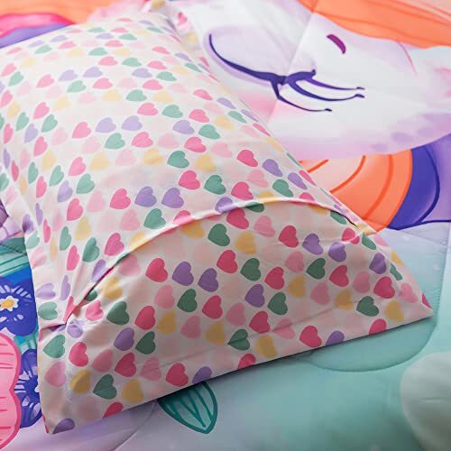 Girls Unicorn Comforter Set for Kids 6 Pieces Pink Floral Twin Colorful - Bild 5 von 6