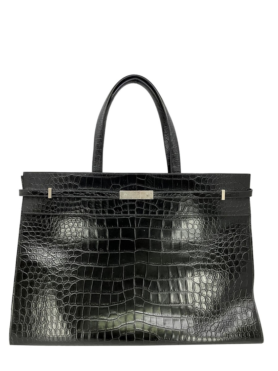 SAINT LAURENT Manhattan Croc-Effect Large Travel Bag Satchel | eBay