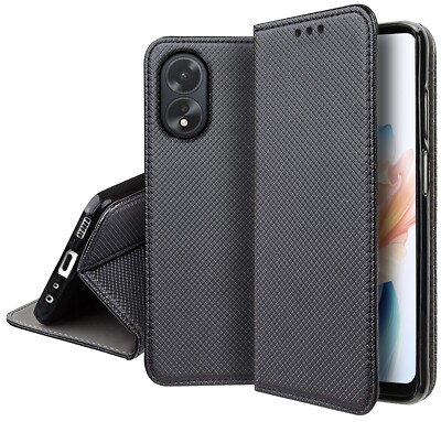 FÜR OPPO A18 - SMART MAGNET Handyhülle Tasche Etui Case Wallet Cover SCHWARZ