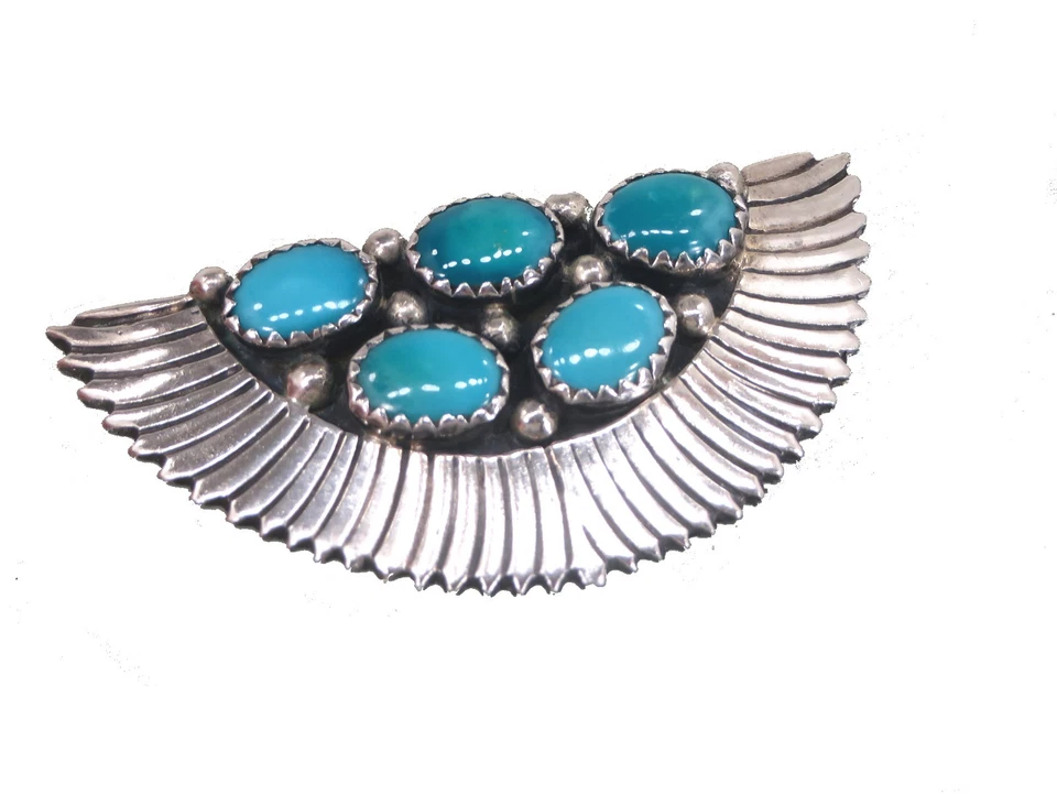 Navajo Argento Sterling Spilla°Etnico Indiano Decorazione°Turchese Native - Immagine 4 di 4