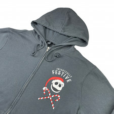 Nightmare Before Christmas Jack Skellington Full Zip Hoodie Gray   Medium
