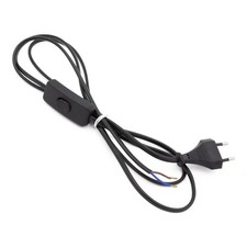 Eurostecker ca. 1,8 m schwarz mit Handschalter , 2-adriges Stromanschlu&szlig;kabel