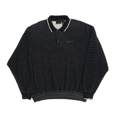 Vintage 90s Greg Norman 100 cotton black shark knit polo sweater men  s large
