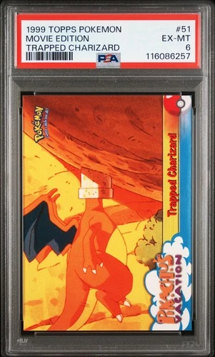 1999 TOPPS POKEMON THE MOVIE EDT TRAPPED CHARIZARD #51 MOVIE EDITION PSA 6