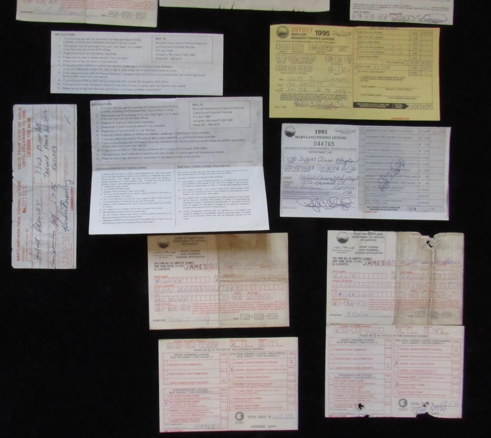 (13) Maryland Fishing Licenses with Chesapeake Bay & Trout Stamps - 1980 -1990's - Image 2 of 4
