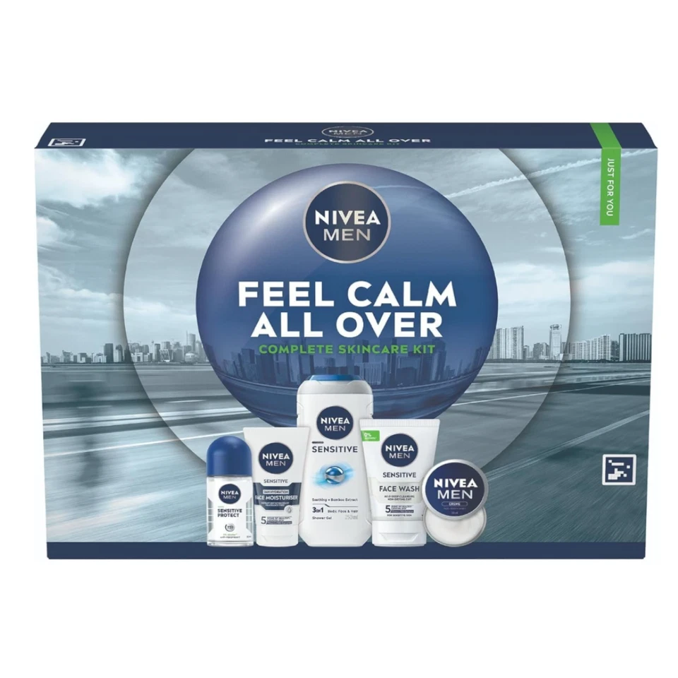 NIVEA MEN Feel Calm All Over Skincare Gift Set (5 Products) FREE 2 DAY DELIVERY