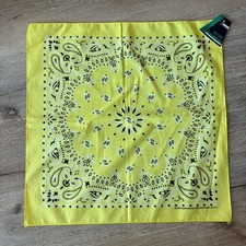 HAV-A-HANK Yellow Paisley Bandana 21”x21” New With Tags USA Made Cotton