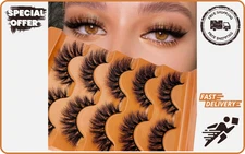 Faux Mink 3D Wispy Lashes 18mm Volume Lash Extensions Look, 5 Pairs Strip Set