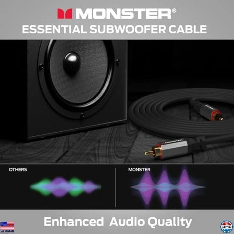 Monster Essentials 13.1ft Premium RCA Subwoofer Cable for Home Theaters & Cars - Image 4 of 4