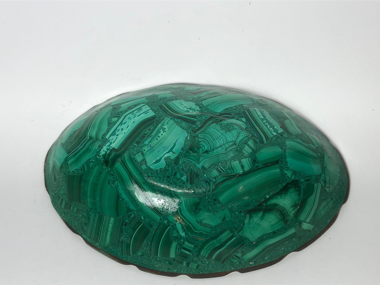 Malachite Soap Dish Scalloped Brass Edge Soap Dish Jewelry Trinket Dish
