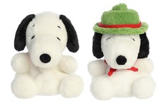 2 Piece Aurora Peanuts Palm Pal Plush Bundle, Snoopy and Beagle Scout Snoopy, 5"