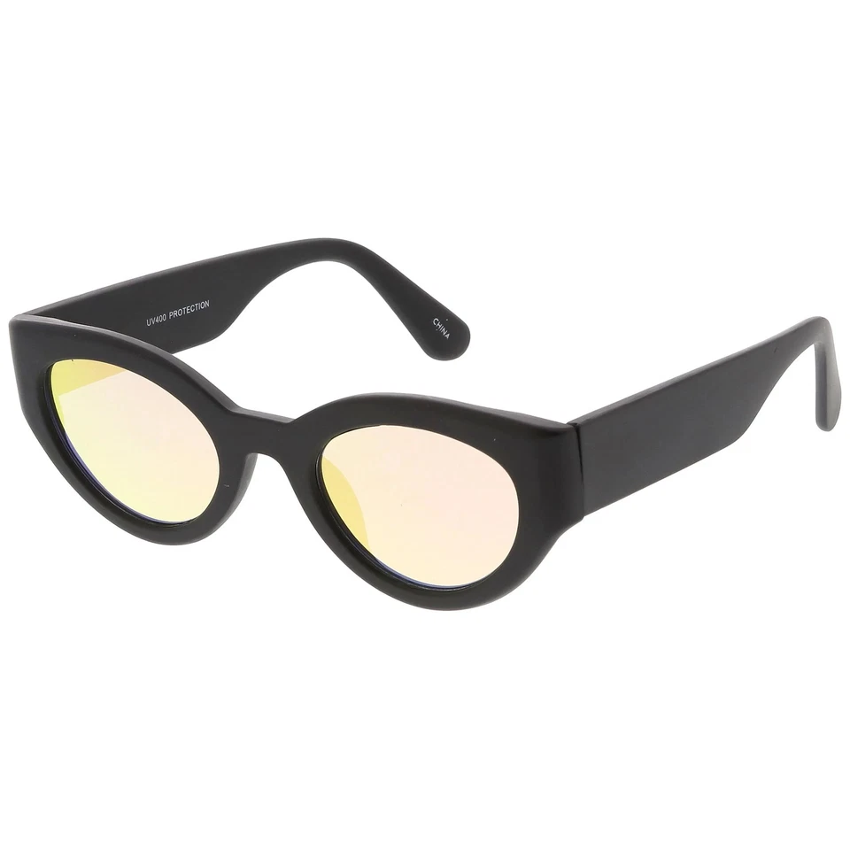 Gafas de sol audaces retro de moda ovaladas con lentes planas espejadas C544 Foto 3 de 4